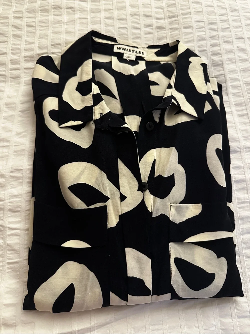 NWOT WHISTLES Black & White Marisa Loop Print Shirt Dress Abstract Contemporary